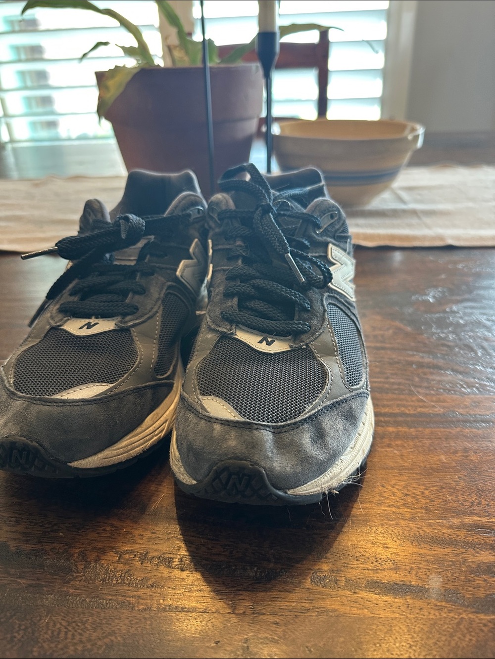 New Balance Blue and Gray Mesh Suede Sneakers